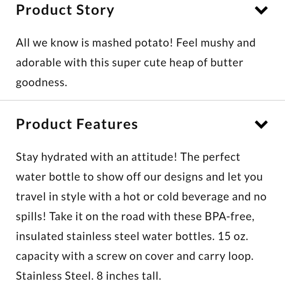 *NWOT* Brand New LOOKHUMAN Water Bottle - Mashed Potatoes - Picture 2 of 3